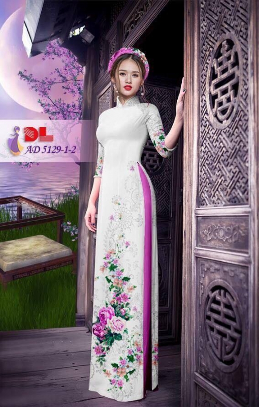 Vải áo dài hoa hồng dây