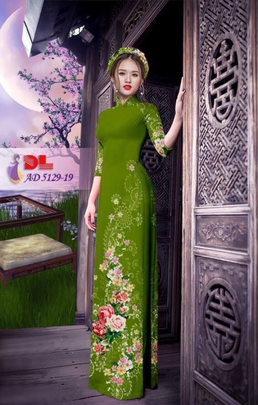 Vải áo dài hoa hồng dây