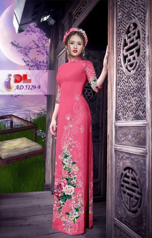 Vải áo dài hoa hồng dây