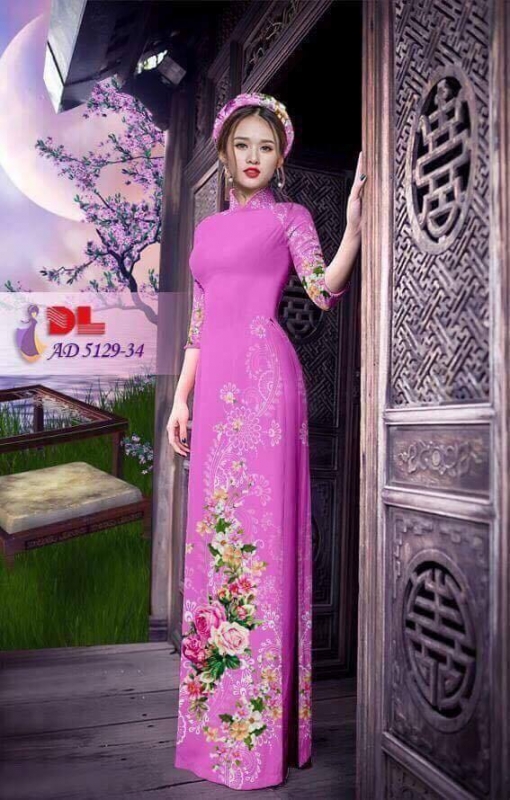 Vải áo dài hoa hồng dây