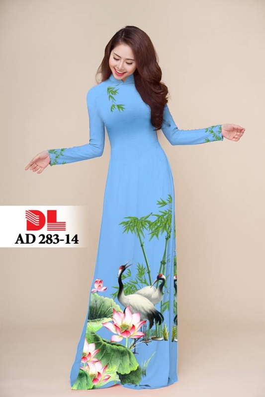 Vải áo dài hoa sen chim hạc