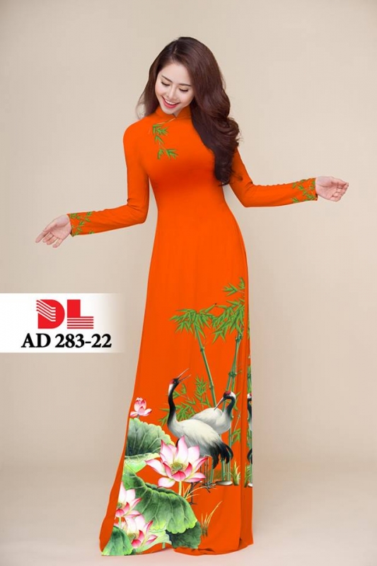 Vải áo dài hoa sen chim hạc