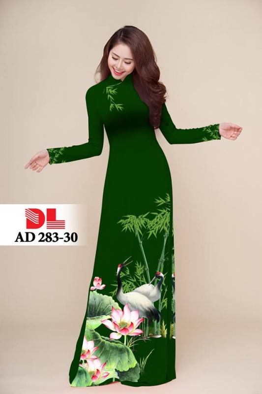 Vải áo dài hoa sen chim hạc