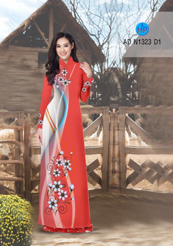 Vải áo dài hoa chạy dọc
