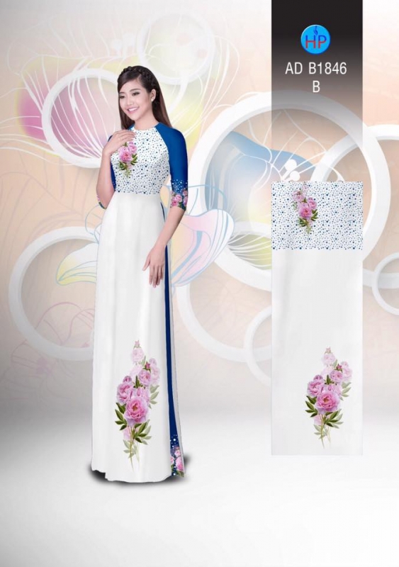Vải áo dài hoa hồng trên dưới