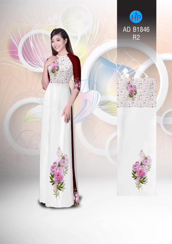 Vải áo dài hoa hồng trên dưới