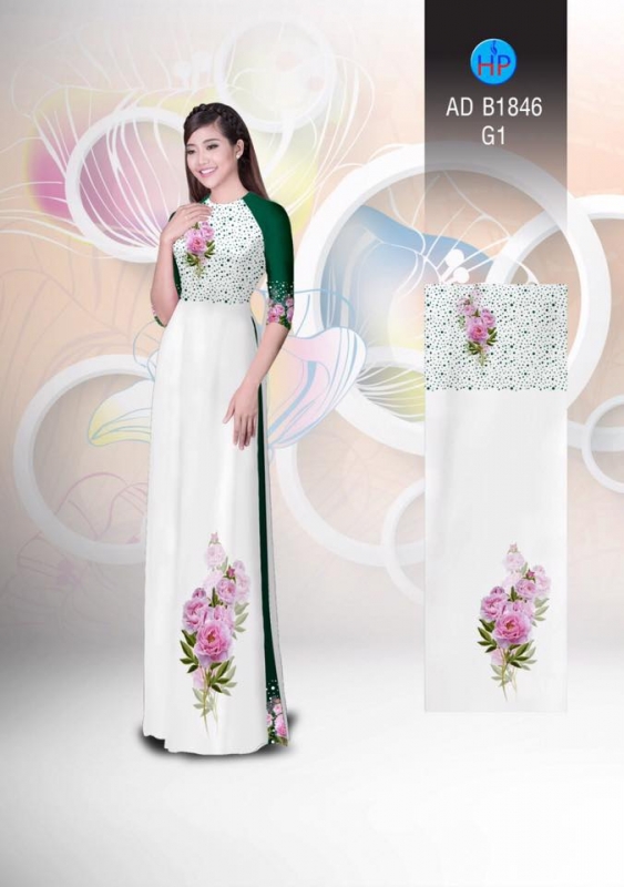 Vải áo dài hoa hồng trên dưới