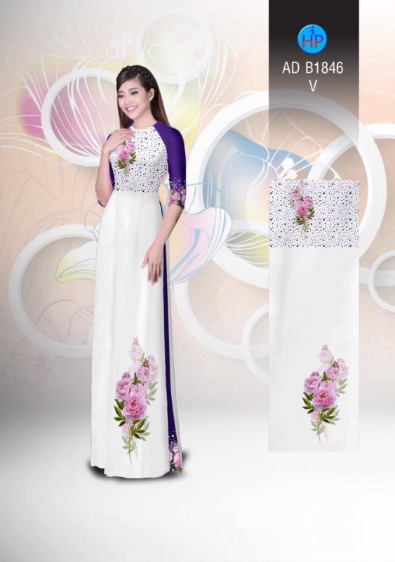Vải áo dài hoa hồng trên dưới