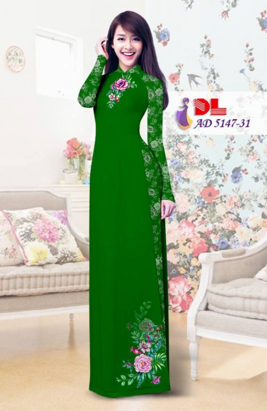 Vải áo dài hoa hồng