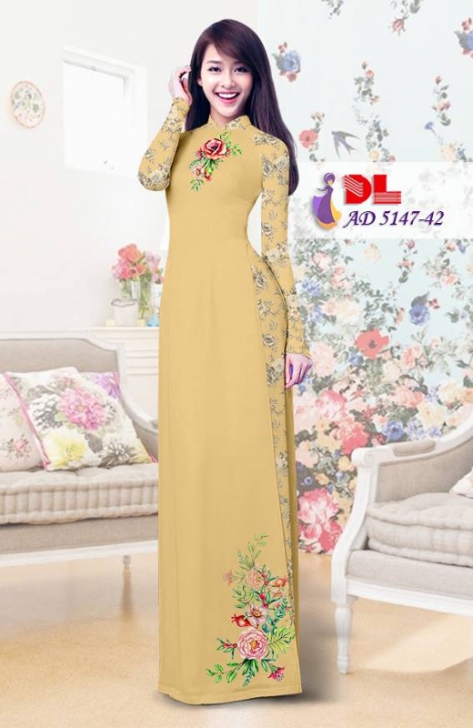 Vải áo dài hoa hồng