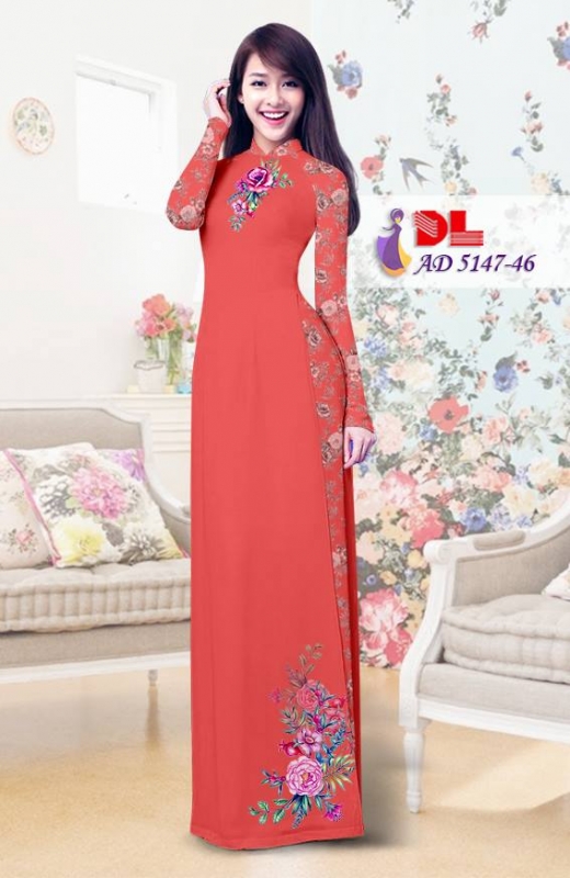 Vải áo dài hoa hồng