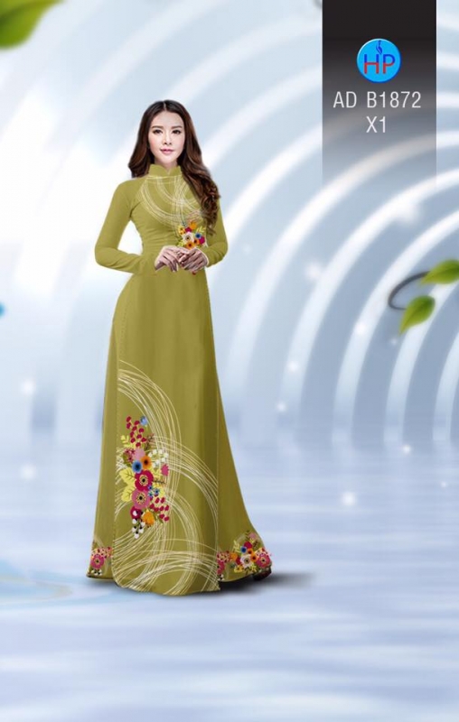 Vải áo dài hoa trên dưới