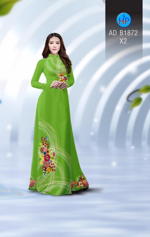 Vải áo dài hoa trên dưới
