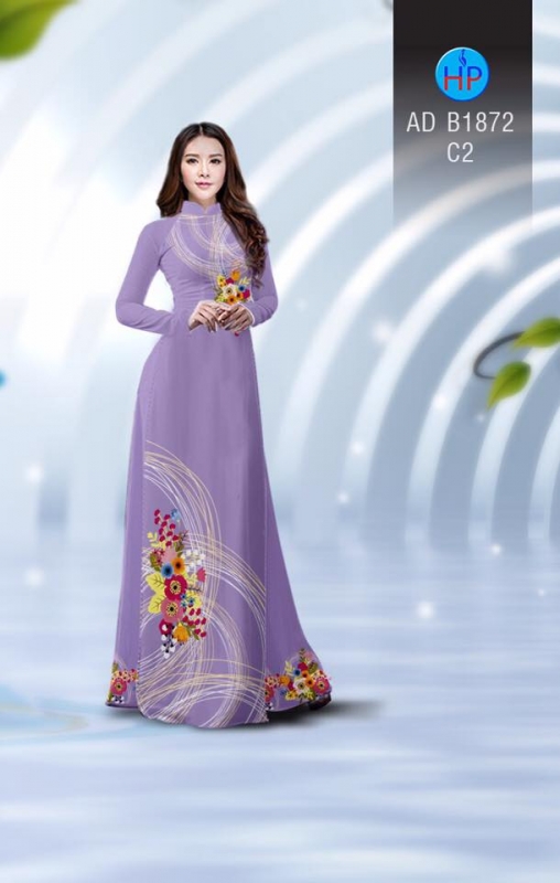 Vải áo dài hoa trên dưới