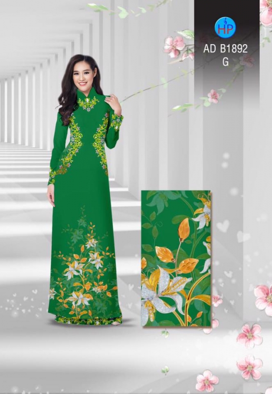 Vải áo dài hoa bên eo Vải áo dài hoa bên eo