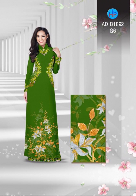 Vải áo dài hoa bên eo Vải áo dài hoa bên eo