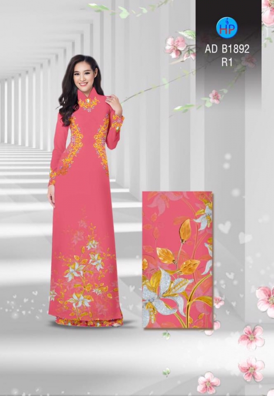 Vải áo dài hoa bên eo Vải áo dài hoa bên eo