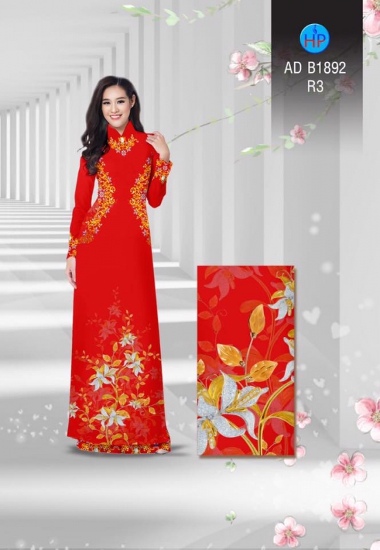 Vải áo dài hoa bên eo Vải áo dài hoa bên eo