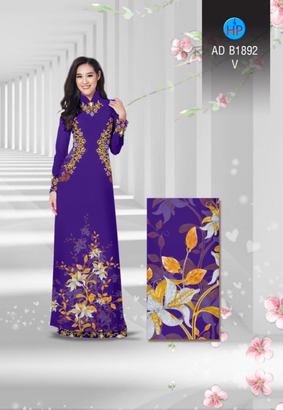 Vải áo dài hoa bên eo Vải áo dài hoa bên eo