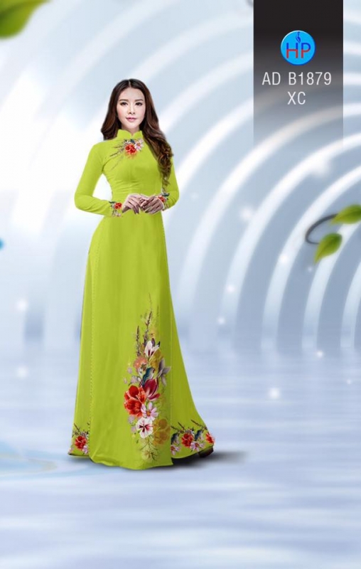 Vải áo dài hoa dây tà dưới