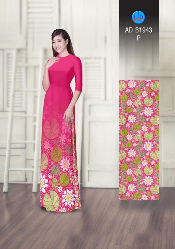 Vải áo dài họa hình lá cây