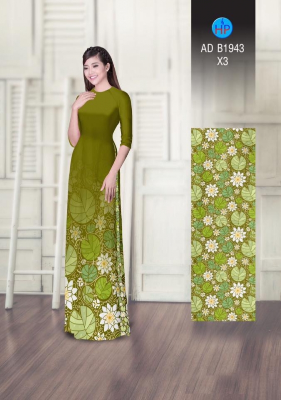 Vải áo dài họa hình lá cây