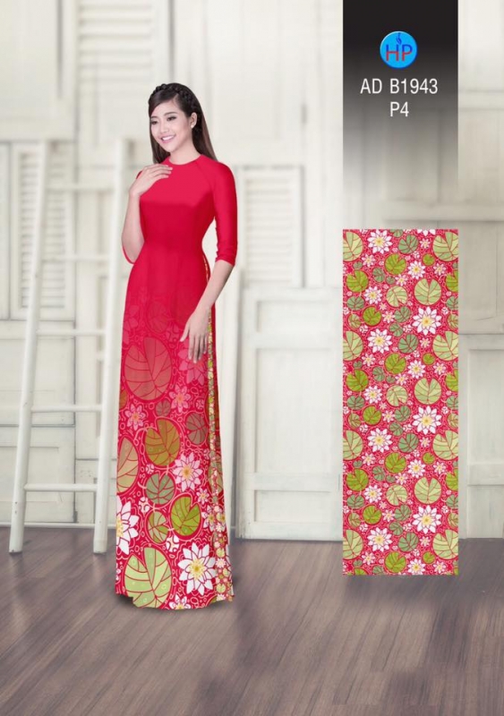 Vải áo dài họa hình lá cây