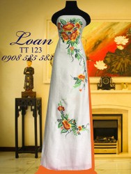 Vải áo dài tơ tằm thêu hoa