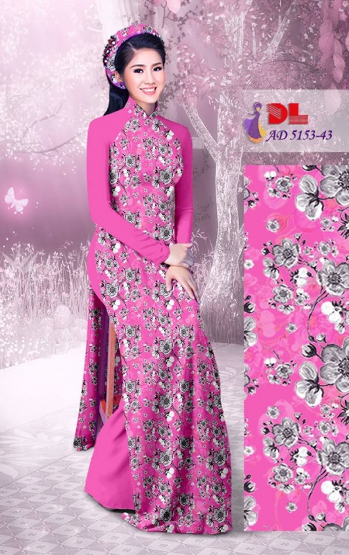 Vải áo dài hoa đều toàn thân