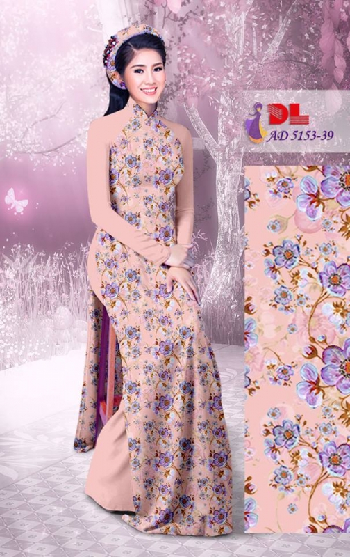 Vải áo dài hoa đều toàn thân