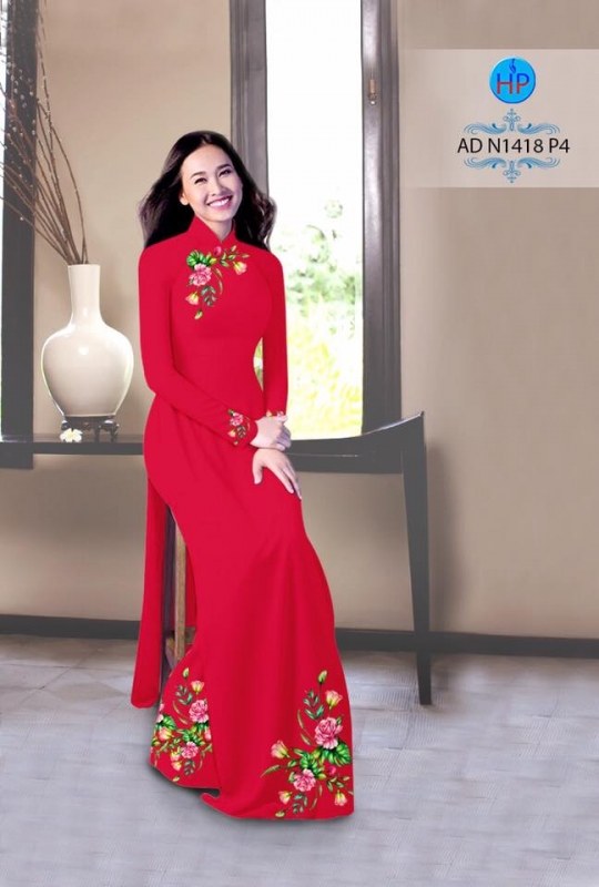 Vải áo dài hoa trên dưới