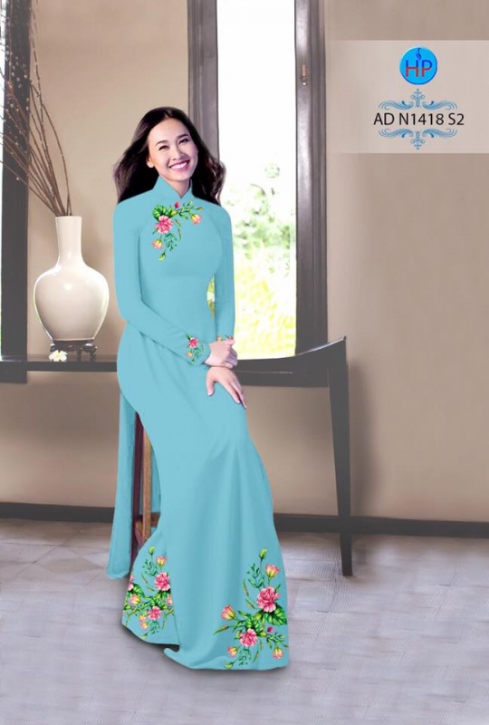 Vải áo dài hoa trên dưới
