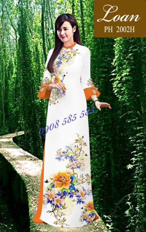 Vải áo dài hoa trên dưới
