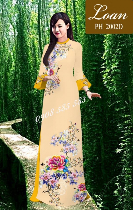 Vải áo dài hoa trên dưới