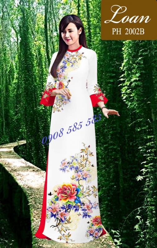 Vải áo dài hoa trên dưới