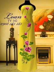 Vải áo dài vẽ hoa sen