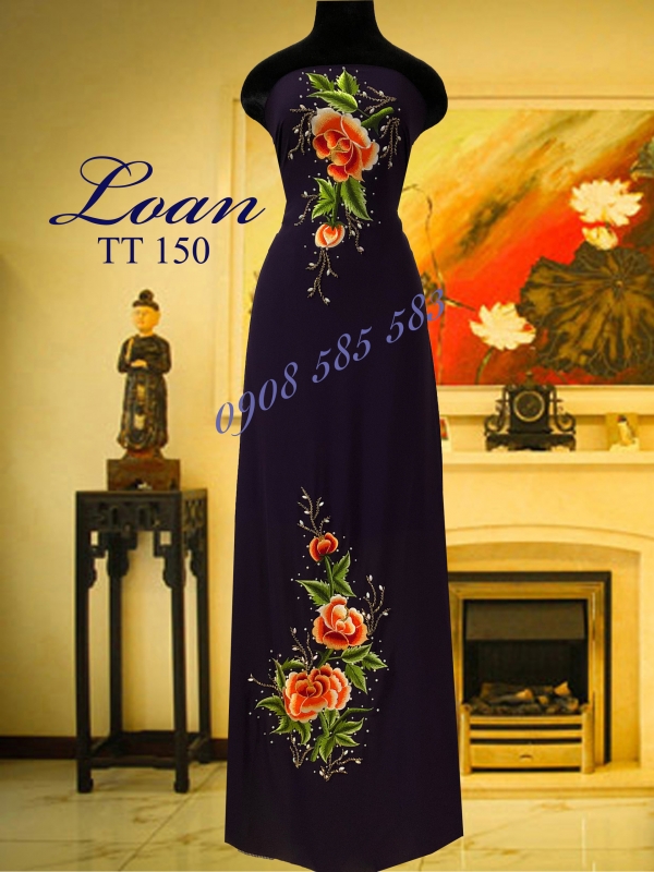 Vải áo dài thêu kết hạt