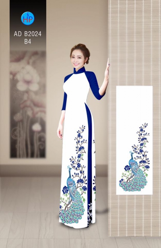 Vải áo dài chim công