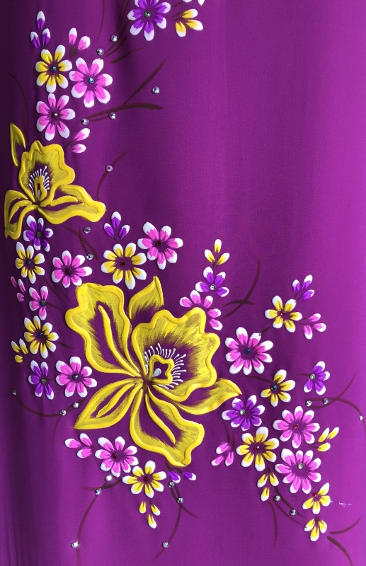 Vải áo dài vẽ hoa nổi