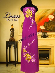 Vải áo dài vẽ hoa nổi