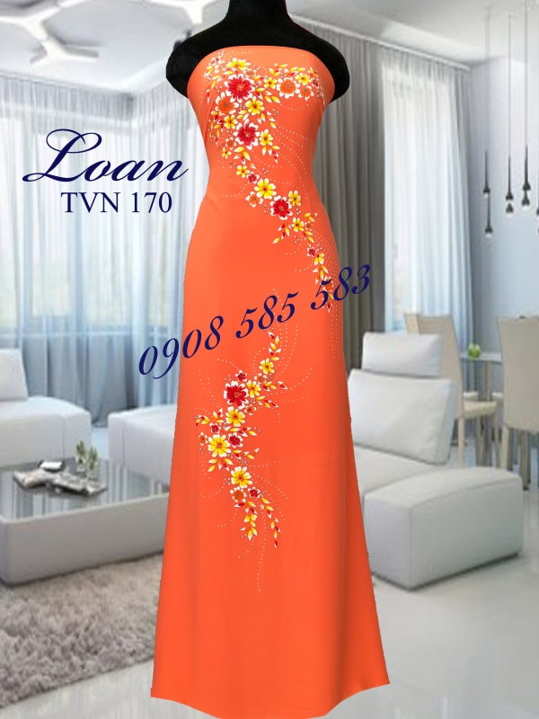 Vải áo dài vẽ hoa nổi