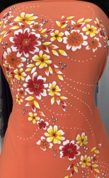 Vải áo dài vẽ hoa nổi