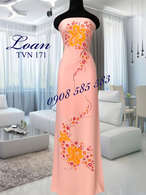 Vải áo dài vẽ hoa nổi