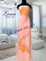 Vải áo dài vẽ hoa nổi