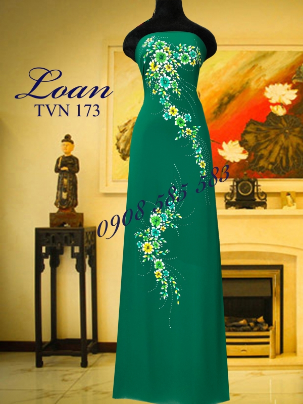 Vải áo dài vẽ hoa nổi