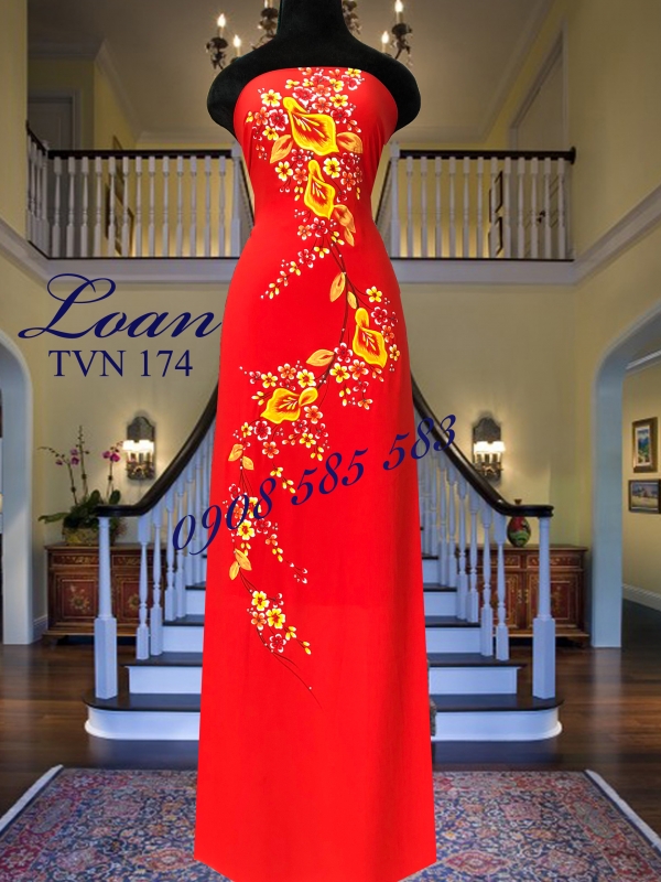 Vải áo dài vẽ hoa nổi