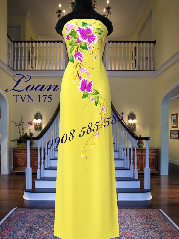 Vải áo dài vẽ hoa nổi