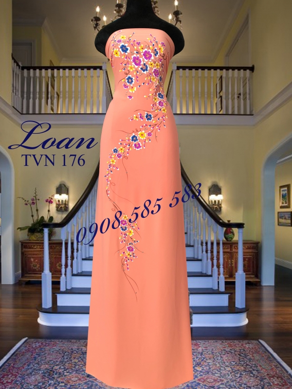 Vải áo dài vẽ hoa nổi