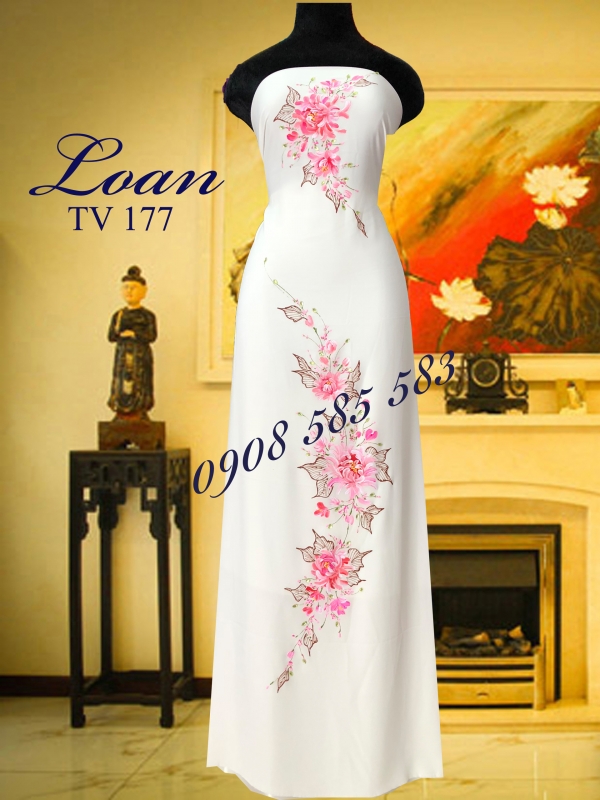 Vải áo dài vẽ đính đá