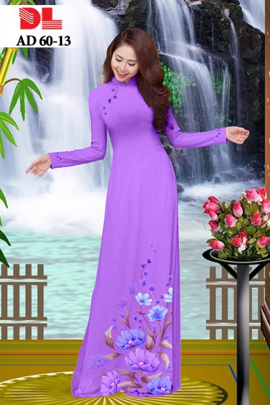 Vải áo dài hoa tà dưới